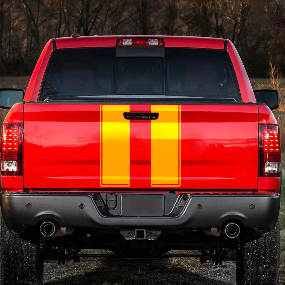 Hood & Tailgate Graphic Decal for Dodge RAM 1500 / 2500 Hemi / Rebel | Custom Vinyl Truck Sticker - 200000182:350850#Matt Gold-200000182:350853#Matt Sliver-200000182:771#Carbon Fiber-200000182:29#Glossy White-200000182:200006152#Colorful Laser-  DRIVEN - 4