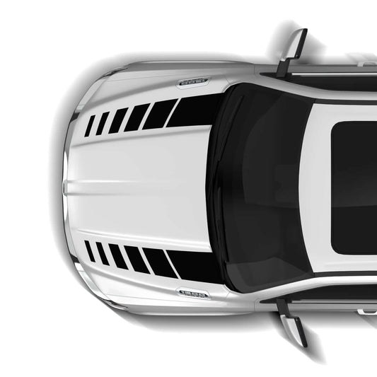 Hash stripes hood decals graphics compatible with Dodge Ram - 2982Black-2982White-  DRIVEN - 1