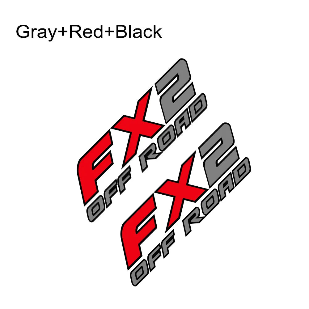 FX2 Off-Road Rear Trunk Side Decal | Universal Fit for Ford F-Series, Toyota Hilux / Tacoma & More - 200000182:496#Black Gray White-200000182:193#Gray Red Black-200000182:175#Black Gold Silver-200000182:29#White Red Black-  DRIVEN - 7