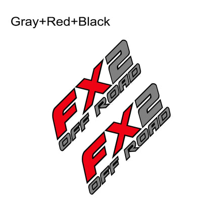 FX2 Off-Road Rear Trunk Side Decal | Universal Fit for Ford F-Series, Toyota Hilux / Tacoma & More - 200000182:496#Black Gray White-200000182:193#Gray Red Black-200000182:175#Black Gold Silver-200000182:29#White Red Black-  DRIVEN - 7