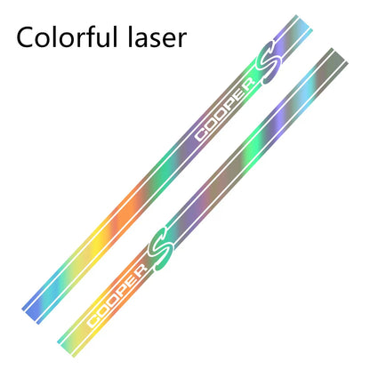 Side Stripe Decals for Mini Cooper (R50, R52, R53, R56, R57, R58, R59, R61) | 2-Piece Vinyl Kit - 200000182:200006152#Colorful Laser-200000182:200004890#Matt Black-200000182:10#Glossy Red-200000182:350853#Matt Sliver-200000182:29#Glossy White-  DRIVEN - 12