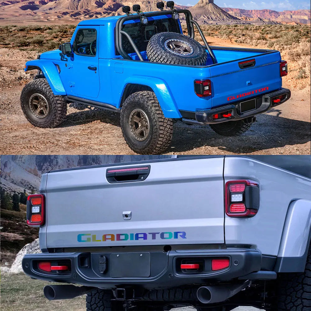 Jeep Gladiator Tailgate Vinyl Letter Decal – Rear Tail Graphic Sticker | 39" Wide | 12 Finishes - 200000182:193#Glossy Black-200000182:771#Carbon Fiber-200000182:200006152#Colorful Laser-200000182:200004890#Matt Black-200000182:350850#Matt Gold-  DRIVEN - 4