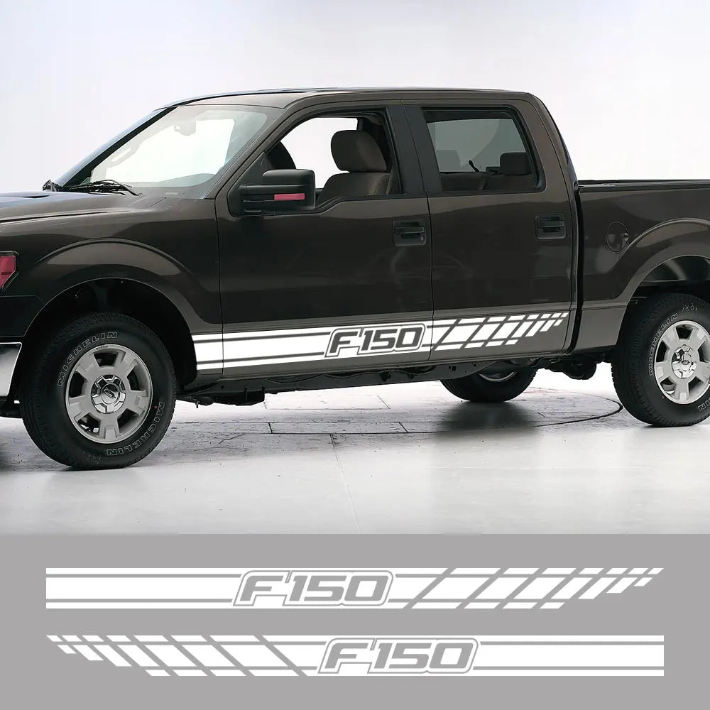 Long Body Stripe Door Side Decal for Ford F-150 Raptor | Full-Length Vinyl Truck Graphics - 200000182:350850#Matt Gold-200000182:350853#Matt Silver-200000182:771#Carbon Fiber-200000182:173#Glossy Blue-200000182:29#Glossy White-  DRIVEN - 2