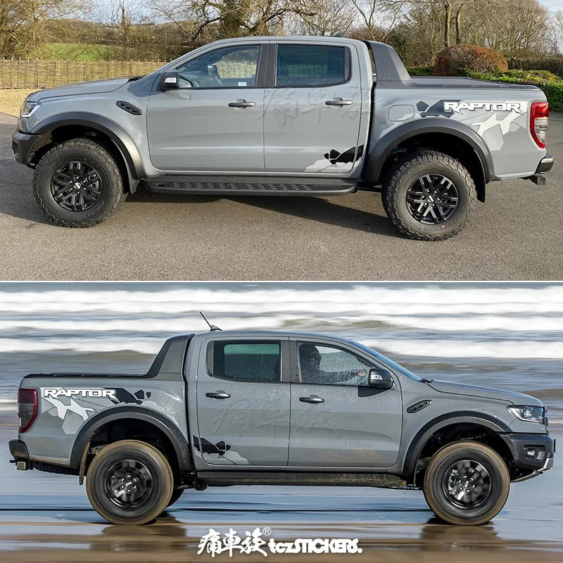 Custom Off-Road Body Modification Vinyl Kit for Ford Ranger Raptor | KK Sport Wrap - 200000182:193#picture color-  DRIVEN - 3