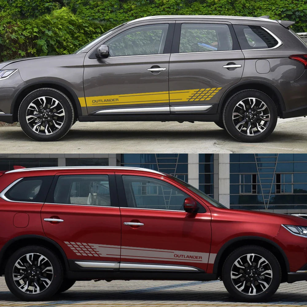 Door Side Skirt Stripe Decal for Mitsubishi Outlander | 2-Piece Vinyl Sticker Kit - 200000182:200013901#Colorful Laser-200000182:350850#Matt Gold-200000182:350853#Matt Silver-200000182:193#Glossy Black-200000182:350686#Matt Black-  DRIVEN - 3