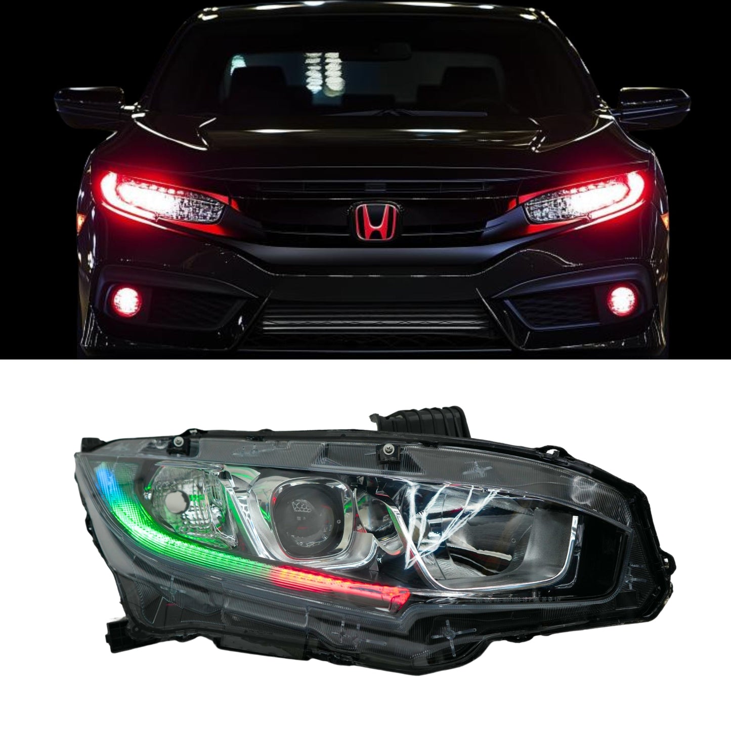 Honda Civic Multicolor Flow Series DRL Boards (2016-2021) - G5 | A20 | P2   - BX1-  DRIVEN - 1