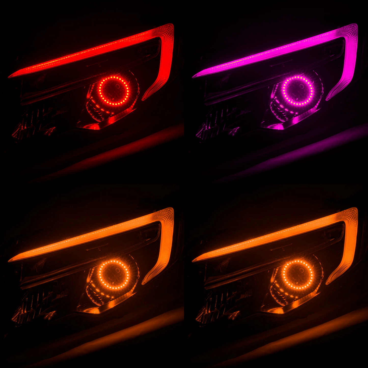 Honda Pilot Flow Series/Color Chasing DRL Boards w/ Halos (2016-2018) - 4" accent strip/16" accent strip/80   - BX1-  DRIVEN - 7