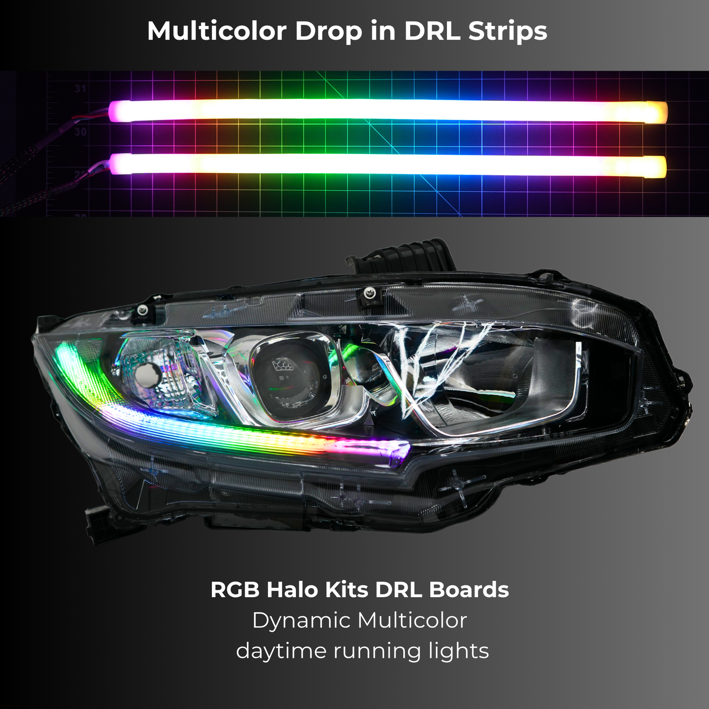 Honda Civic Multicolor Flow Series DRL Boards (2016-2021) - G5 | A20 | P2   - BX1-  DRIVEN - 2