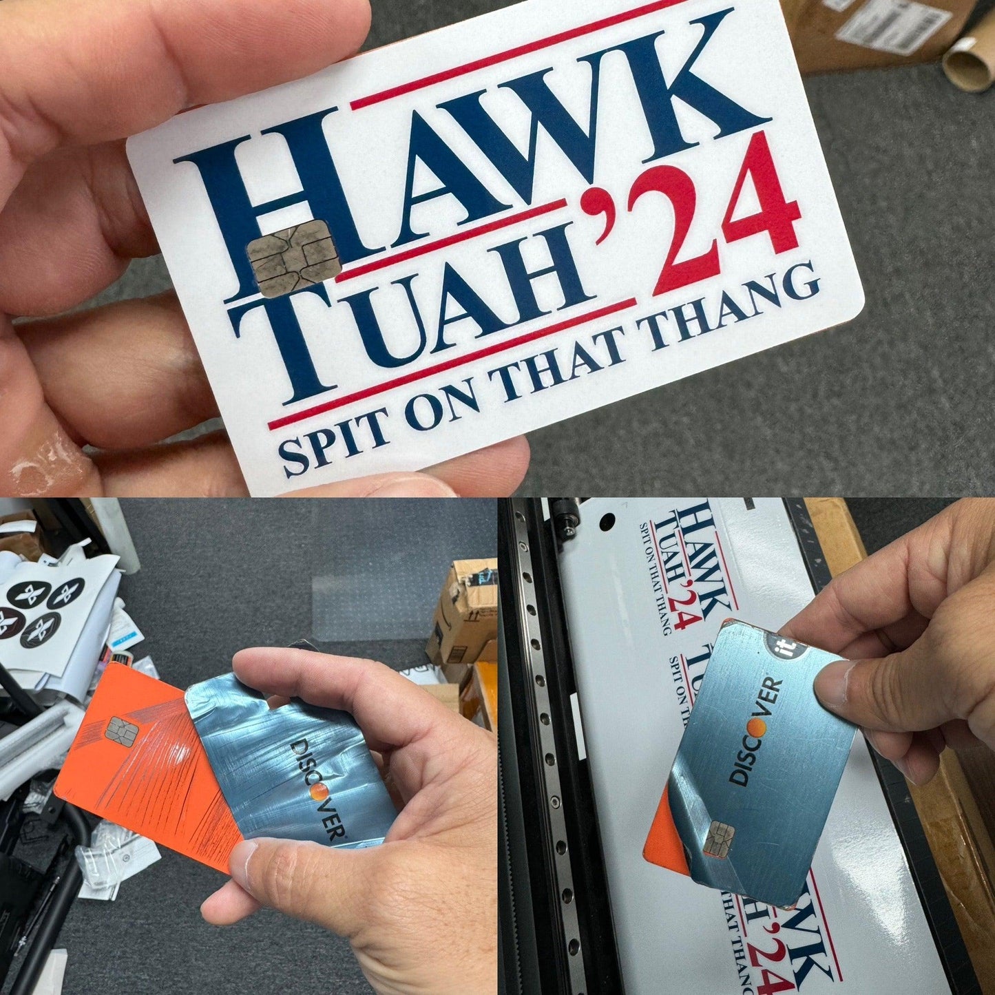 Hawk Tuah Spit on That Thang 2024 Credit Card Overlay Sticker - hawktuah24-cc-  DRIVEN - 1