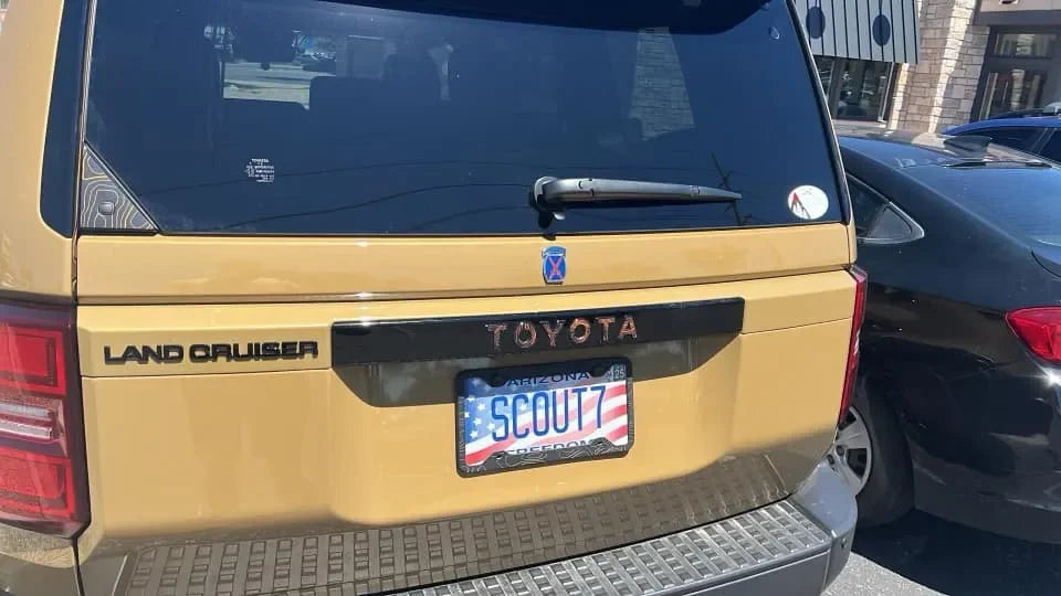 "TOYOTA" Topo Rear Tailgate Emblem Overlays - 2024+ Land Cruiser - 24LC250-RT-TOYOTA-TPWH-24LC250-RT-TOYOTA-TPHB-24LC250-RT-TOYOTA-TPVB-24LC250-RT-TOYOTA-TPAG-24LC250-RT-TOYOTA-TPSO-  DRIVEN - 4