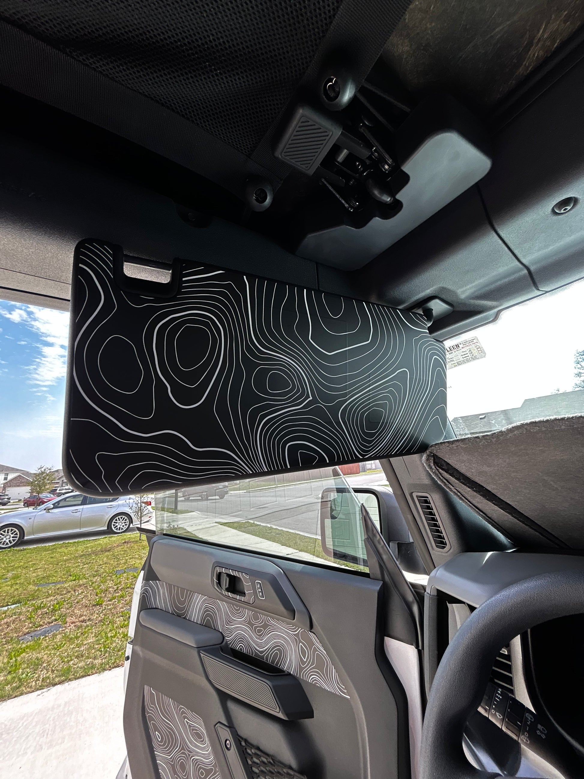 Topo Interior Sun Visor Overlays (Printed Series) - 2021+ Bronco (NO Homelink) - 21BRNVISORFULLNHL-TPAMBL-21BRNVISORFULLNHL-TPA51L-21BRNVISORFULLNHL-TPAZL-21BRNVISORFULLNHL-TPBOL-21BRNVISORFULLNHL-TPCGL-  DRIVEN - 2