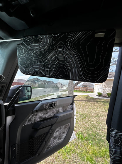 Topo Interior Sun Visor Overlays (Printed Series) - 2021+ Bronco (NO Homelink) - 21BRNVISORFULLNHL-TPAMBL-21BRNVISORFULLNHL-TPA51L-21BRNVISORFULLNHL-TPAZL-21BRNVISORFULLNHL-TPBOL-21BRNVISORFULLNHL-TPCGL-  DRIVEN - 3