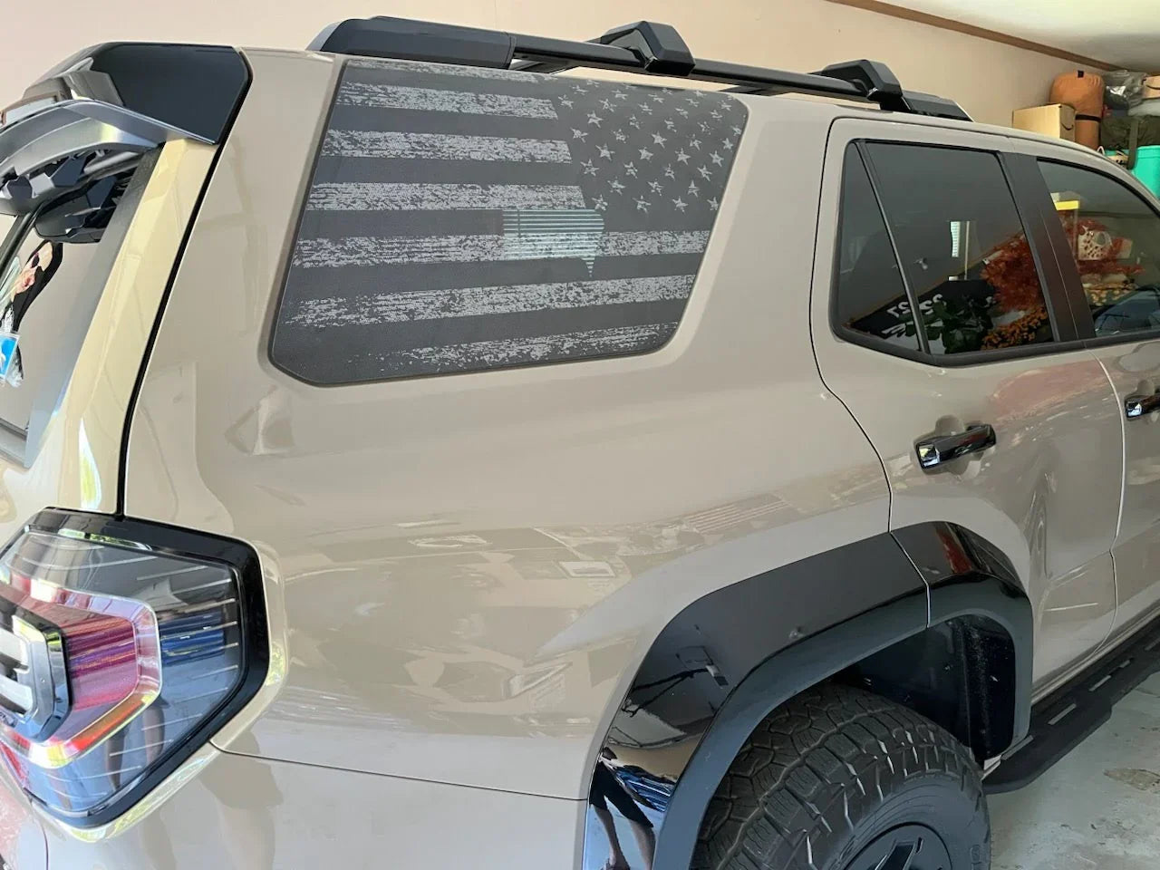 American Flag Rear Window Overlays V2 (Perforated) - 2025+ 4Runner - 25RUNWINPERF-DAF-CG-25RUNWINPERF-DAF-WH-25RUNWINPERF-DAF-TBL-25RUNWINPERF-DAF-TRL-25RUNWINPERF-DAF-TGL-  DRIVEN - 4
