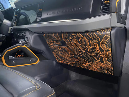 Topo Glovebox Overlay Kit (Printed Series) - 2021+ Bronco - 21BRNGLOVE-TPAMBL-21BRNGLOVE-TPA51L-21BRNGLOVE-TPAZL-21BRNGLOVE-TPCGL-21BRNGLOVE-TPCBNL-  DRIVEN - 4