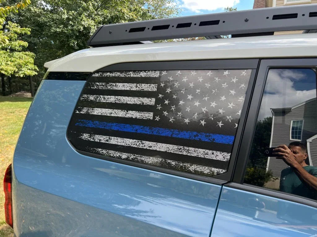 American Flag Rear Window Overlays V2 (Perforated) - 2024+ Land Cruiser - 24LCRWINPERF-DAF-WH-24LCRWINPERF-DAF-CGY-24LCRWINPERF-DAF-TRL-24LCRWINPERF-DAF-TBL-24LCRWINPERF-DAF-TGL-  DRIVEN - 3