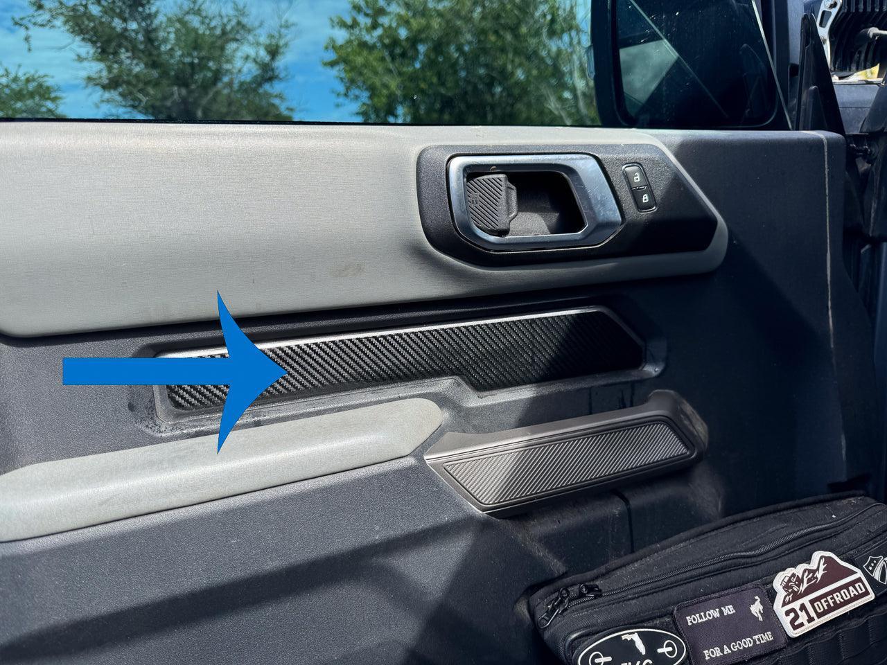 Topo Front Interior Upper Door Card Insert Overlays (Printed Series) - 2021+ Bronco 2 Door - 21BRNINTDRFU-TPAMBL-21BRNINTDRFU-TPA51L-21BRNINTDRFU-BLDAMBL-21BRNINTDRFU-BLDA51L-21BRNINTDRFU-BNKAMBL-  DRIVEN - 2