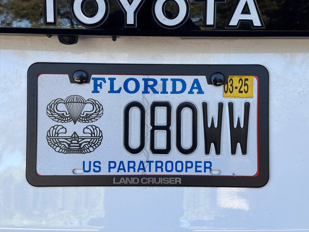 "Land Cruiser" Slim License Plate Frame - Black, Pair - sfb21BRNLPF-LC-  DRIVEN - 1