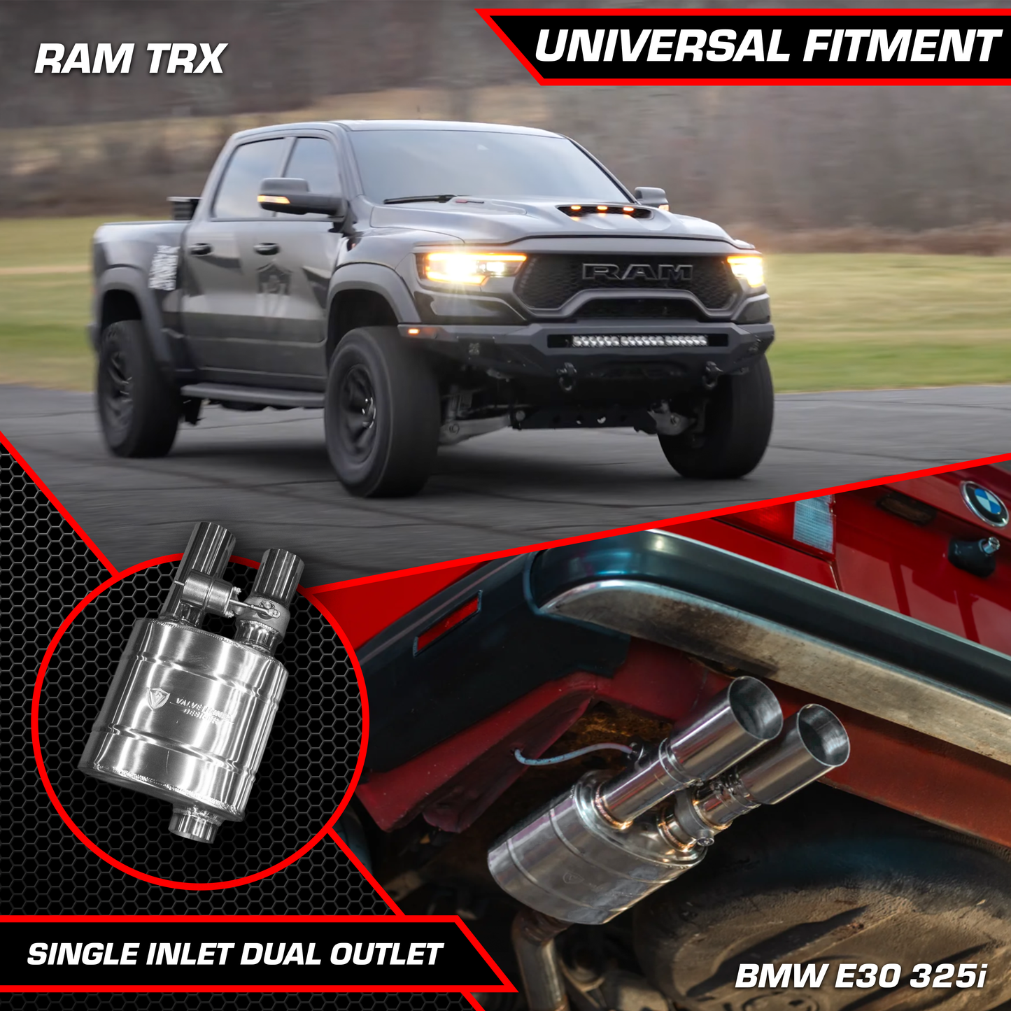 Truck/SUV Valved Muffler Kit - OFF.UVM.63MM.X1-OFF.UVM.63MM.X2-OFF.UVM.76MM.X1-OFF.UVM.76MM.X2-OFF.UVM.89MM.X1-  DRIVEN - 6