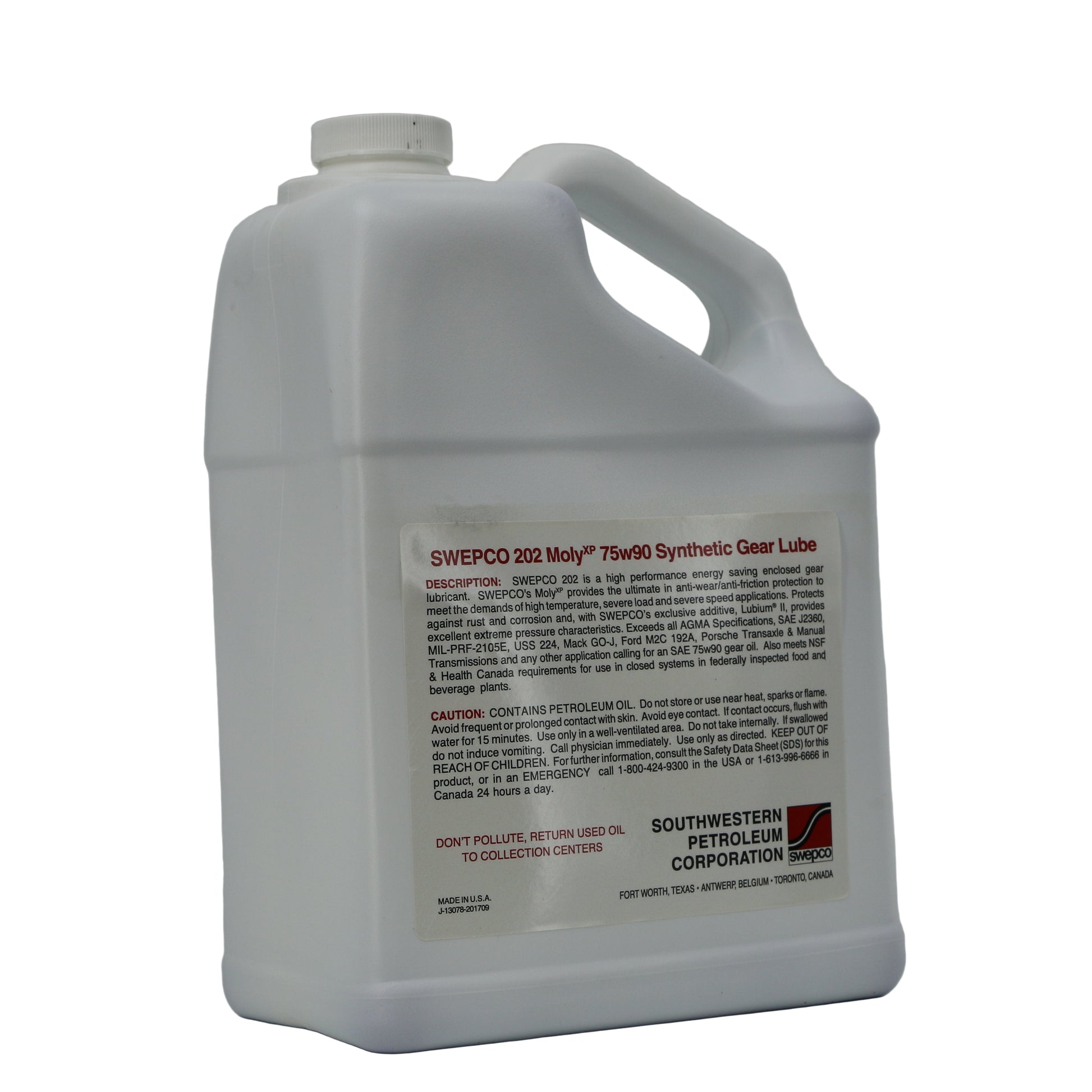 SWEPCO | 202 MolyXP | Synthetic Gear Oil | SAE 75W90 | USDA/NSF H2 Lubricant - 202-75W90-C5B-E-202-75W90-C5B-202-75W90-PAL-202-75W90-KGU-202-75W90-DRM-  DRIVEN - 5