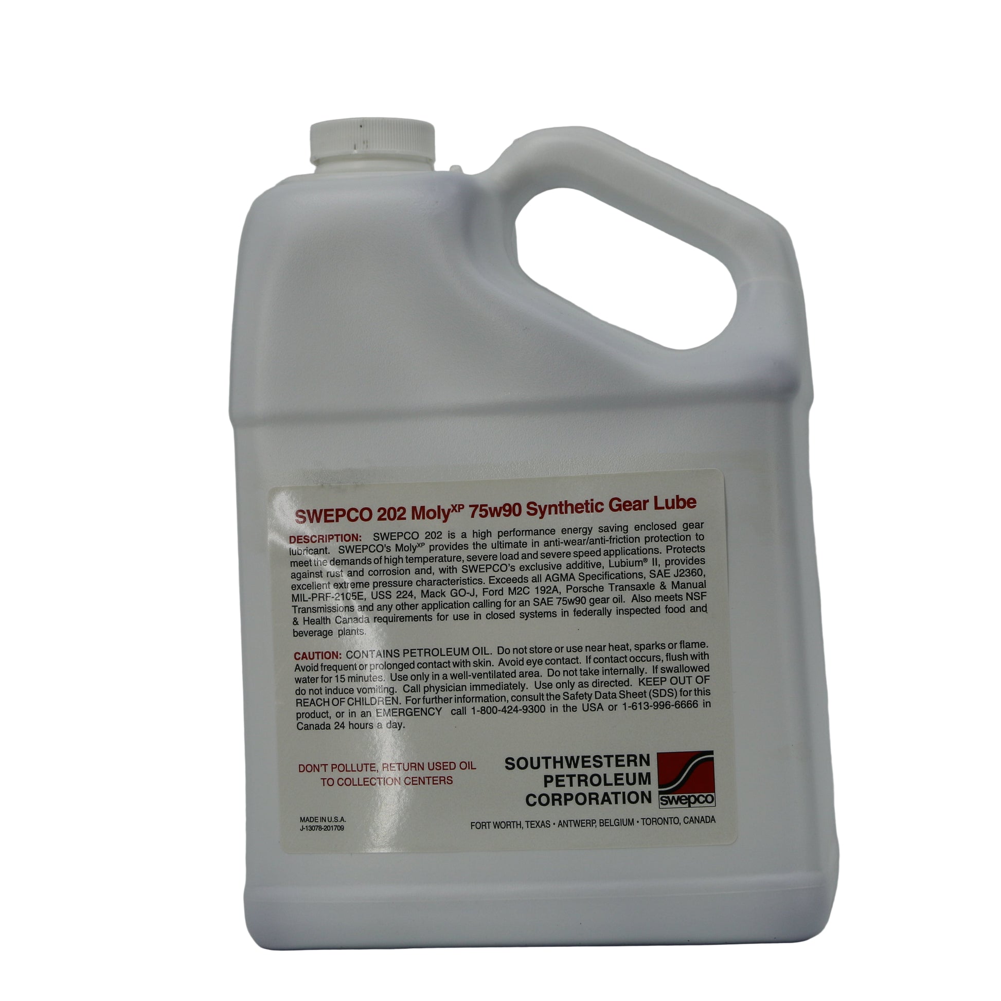 SWEPCO | 202 MolyXP | Synthetic Gear Oil | SAE 75W90 | USDA/NSF H2 Lubricant - 202-75W90-C5B-E-202-75W90-C5B-202-75W90-PAL-202-75W90-KGU-202-75W90-DRM-  DRIVEN - 6