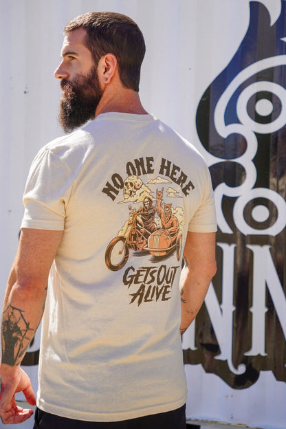 No one here gets out alive T-shirt - sku-46344005845155-sku-46344005877923-sku-46344005910691-sku-46344005943459-sku-46344005976227-  DRIVEN - 2
