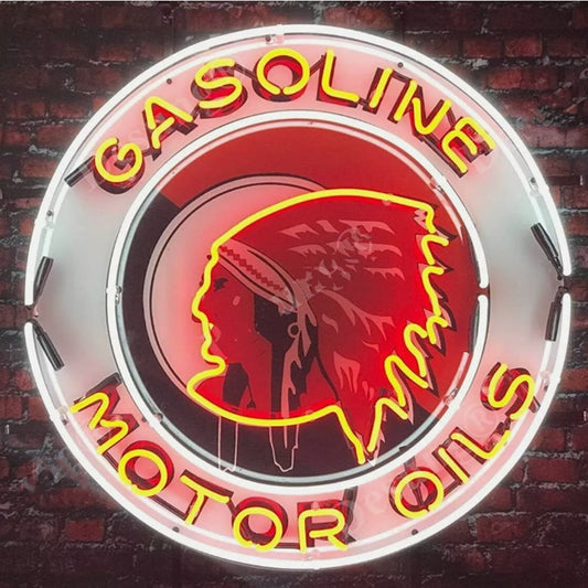 Indian Motor Oils Gasoline Neon Signs - MA085-  DRIVEN - 1