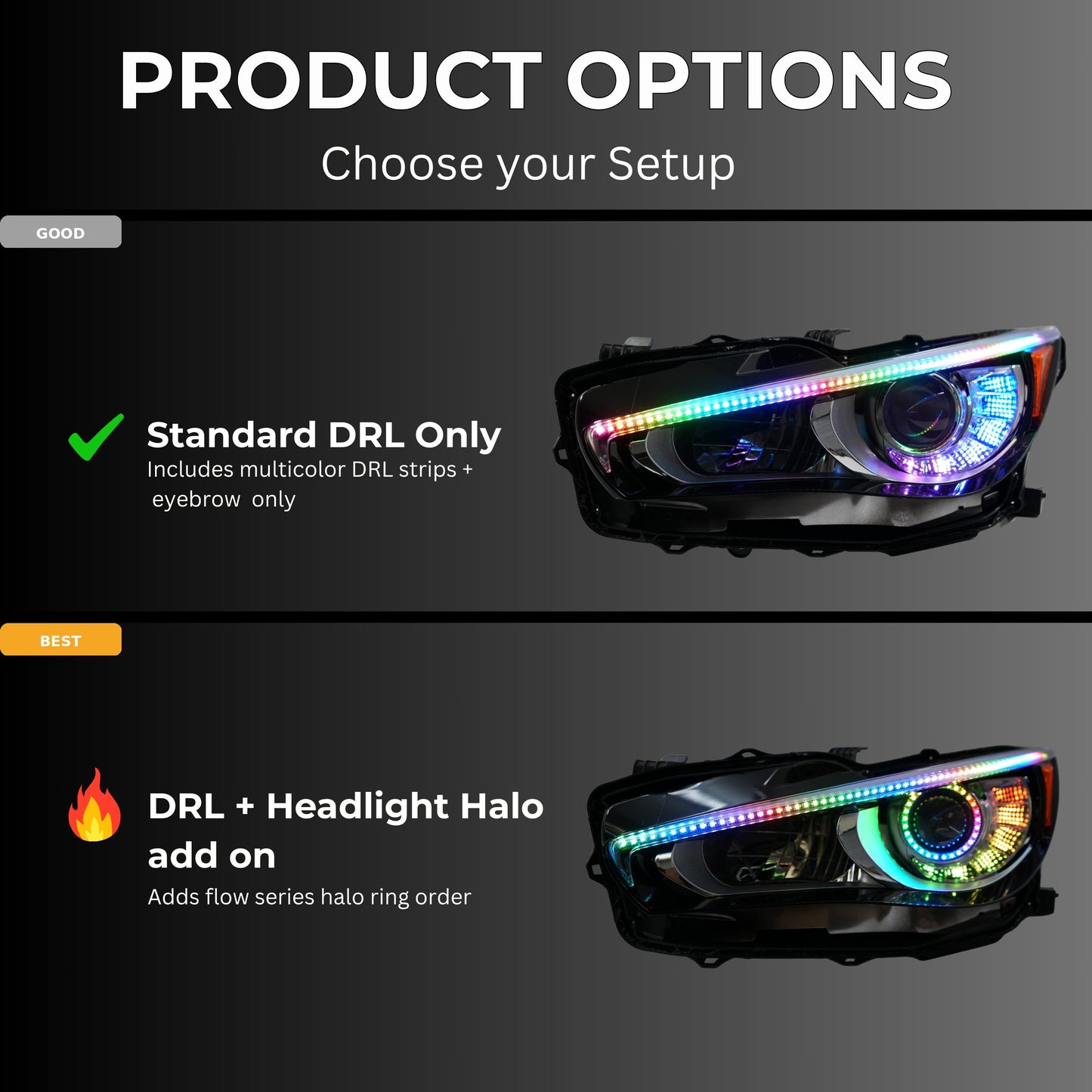 Infiniti Q50 Multicolor Flow DRL Boards (2014-2024) - F5 | A20 | P2   - BX1-F5 | B14 | A20 | P2   - BX1-  DRIVEN - 10