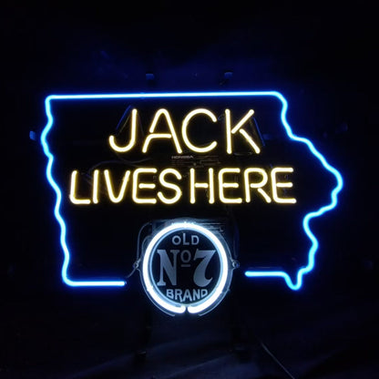 Jack Lives Here Old 7 Brand with Iowa Maps Neon Signs - MA078-  DRIVEN - 2