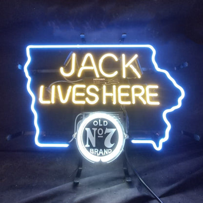 Jack Lives Here Old 7 Brand with Iowa Maps Neon Signs - MA078-  DRIVEN - 1