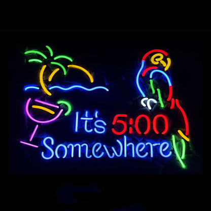 It's 5 o'clock Somewhere Parrot Neon Signs Light - MEXC008-  DRIVEN - 2