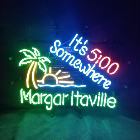 It's 5 o'clock Somewhere Margaritaville Neon Signs - MA059-  DRIVEN - 1