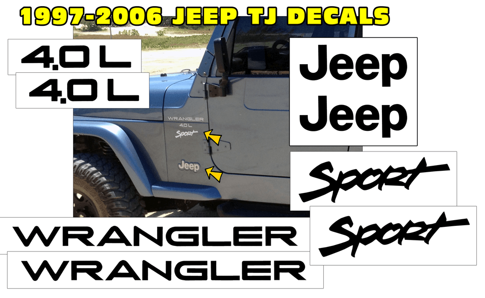 1997-06 Jeep TJ Wrangler - Fender Decal Kit - QJ-TJ-9706-J189-MBK-1-QJ-TJ-9706-J189-MBK-2-  DRIVEN - 1