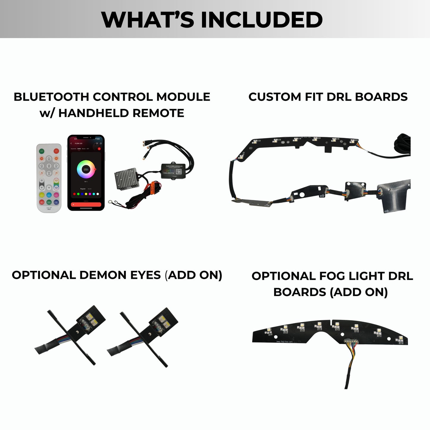 Jeep Grand Cherokee Multicolor DRL Boards (2014-2021) - F23 | A20 | P2   - BX1-F23 | F22 | A20 | P2   - BX4-F23 | E1 | A20 | A11 | P2   - BX4-F20 | E1 | A12 | P2   - BX4-F20 | A12 | P2   - BX1-  DRIVEN - 13