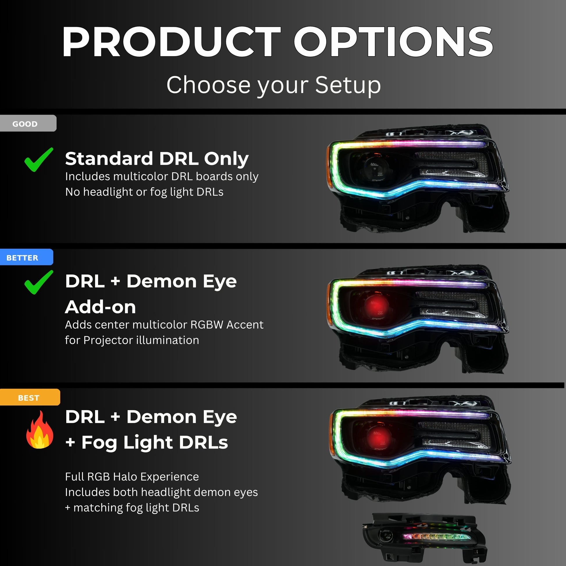 Jeep Grand Cherokee Multicolor DRL Boards (2014-2021) - F23 | A20 | P2   - BX1-F23 | F22 | A20 | P2   - BX4-F23 | E1 | A20 | A11 | P2   - BX4-F20 | E1 | A12 | P2   - BX4-F20 | A12 | P2   - BX1-  DRIVEN - 13