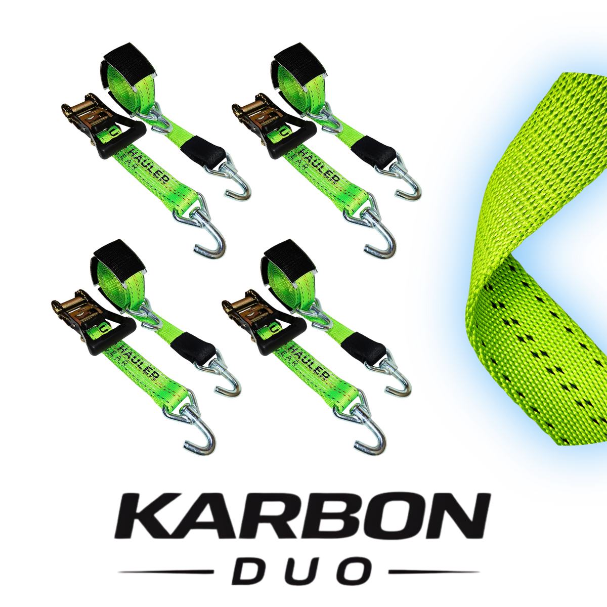 KARBON DUO 4PK 10ft Ratchet Wheel Strap - UJ-KDUO-2X10HDRLPH11-HVG4-  DRIVEN - 4