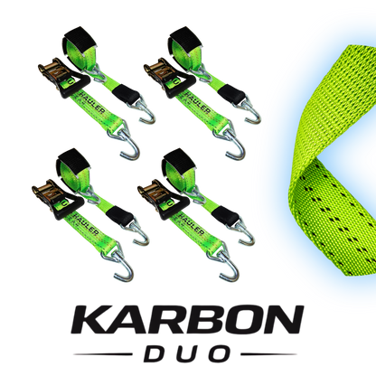 KARBON DUO 4PK 10ft Ratchet Wheel Strap - UJ-KDUO-2X10HDRLPH11-HVG4-  DRIVEN - 4