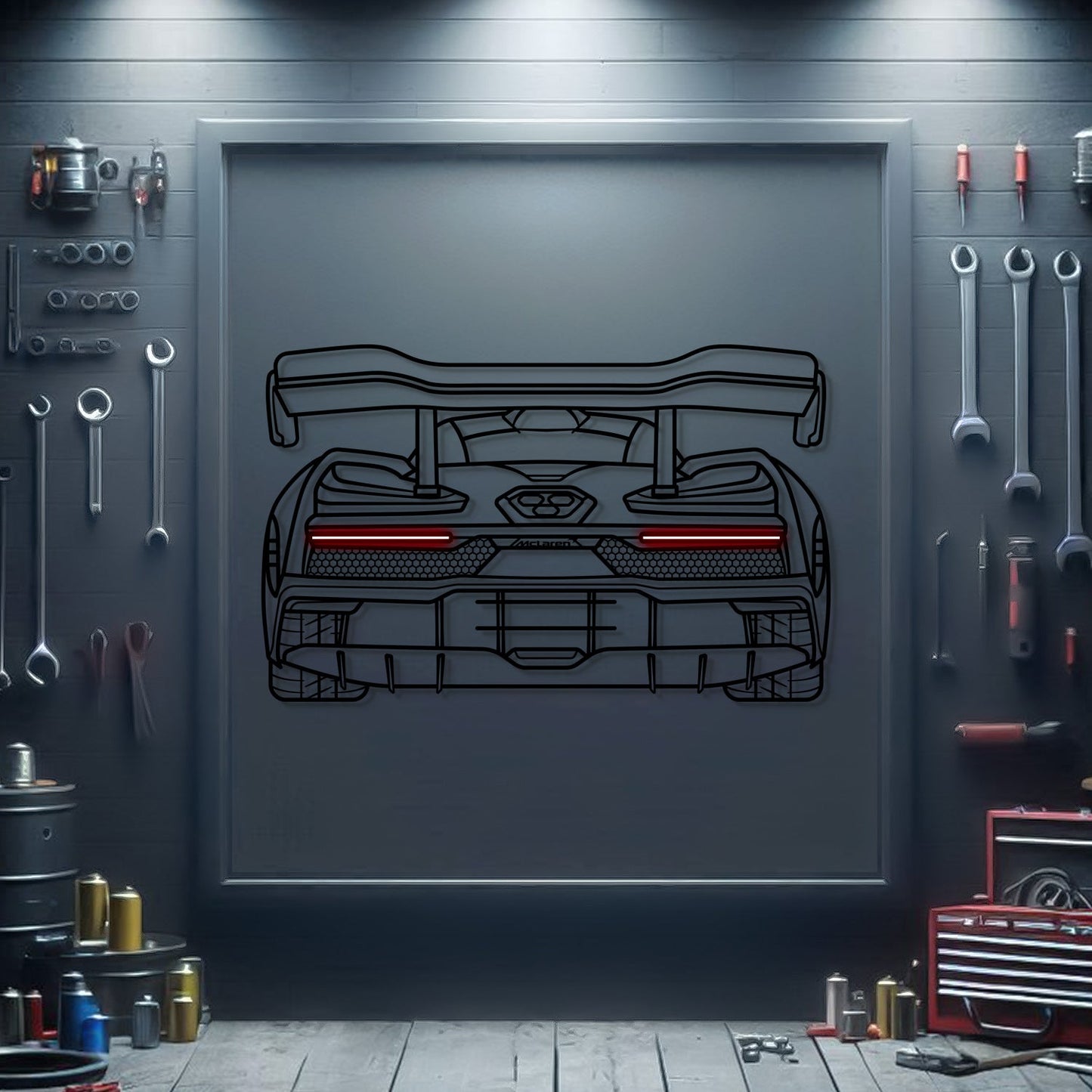 Senna Back View Metal Neon Car Wall Art - MTN0229 - MTN0229W99-MTN0229W120-MTN0229W140-  DRIVEN - 1