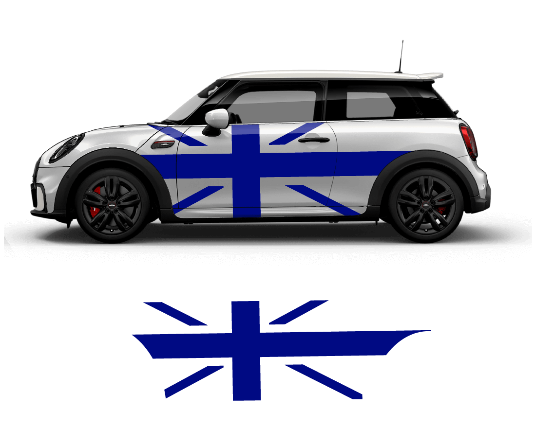 Mini Cooper Flag Side Graphics - sku-50951645692036-sku-50951645724804-sku-50951645757572-sku-50951645790340-sku-50951645823108-  DRIVEN - 2