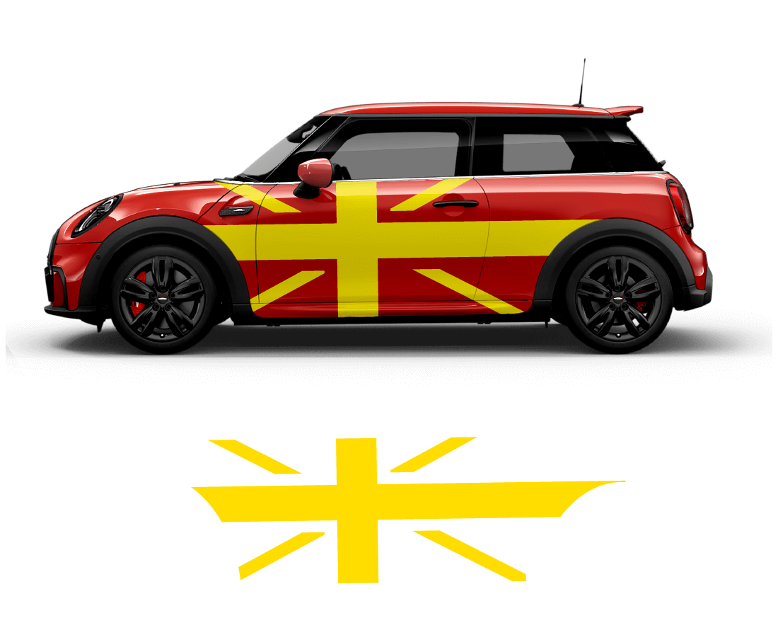 Mini Cooper Flag Side Graphics - sku-50951645692036-sku-50951645724804-sku-50951645757572-sku-50951645790340-sku-50951645823108-  DRIVEN - 3