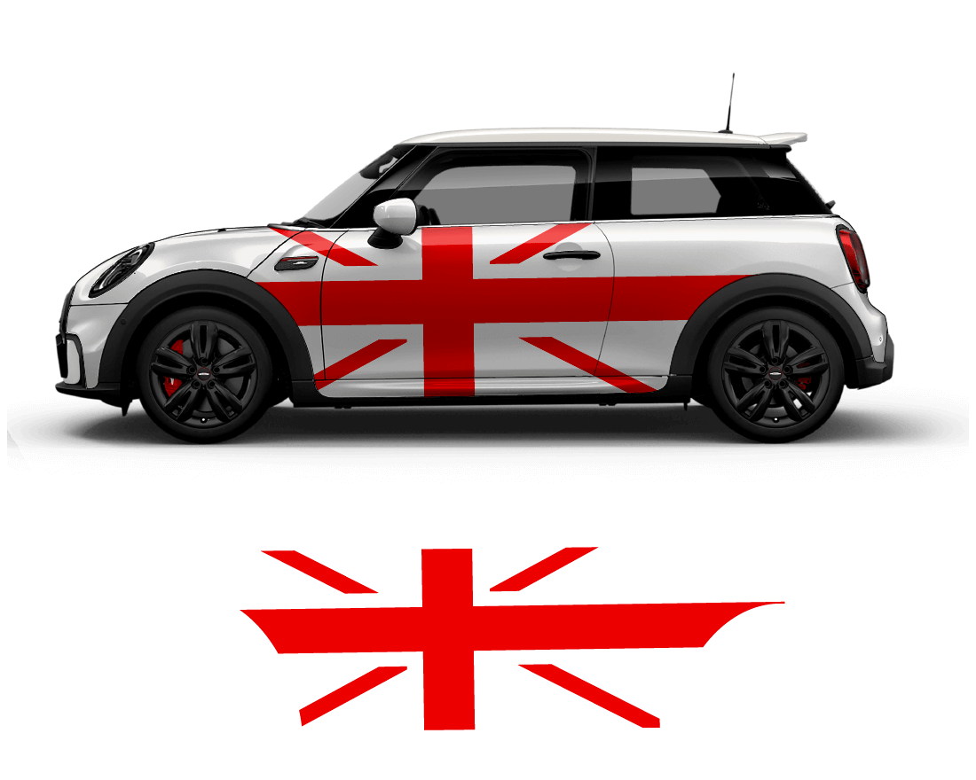 Mini Cooper Flag Side Graphics - sku-50951645692036-sku-50951645724804-sku-50951645757572-sku-50951645790340-sku-50951645823108-  DRIVEN - 1