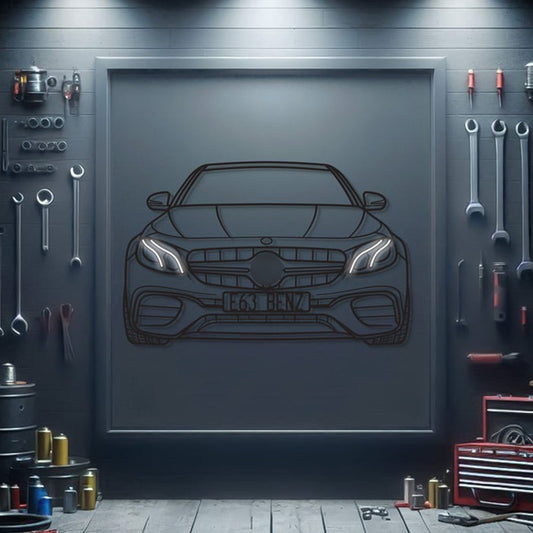 2018 E63 Front View Metal Neon Car Wall Art - MTN0071 - MTN0071B99-MTN0071B115-MTN0071B140-  DRIVEN - 1