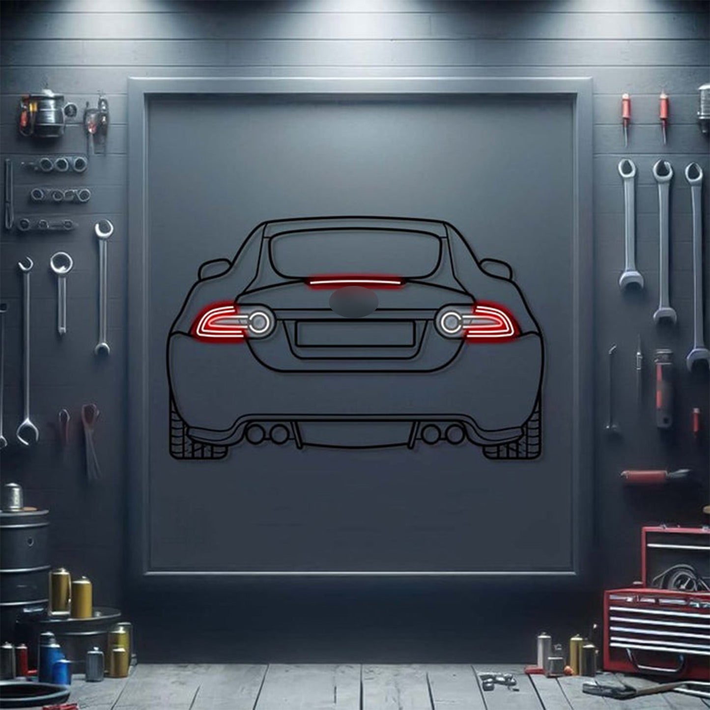 2013 Jaguar XKR Back View Metal Neon Car Wall Art - MTN0172 - MTN0172W99-MTN0172W115-MTN0172W140-  DRIVEN - 1