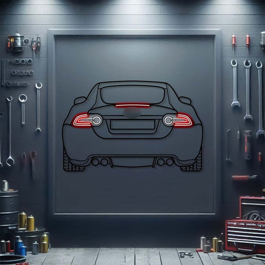 2013 Jaguar XKR Back View Metal Neon Car Wall Art - MTN0172 - MTN0172W99-MTN0172W115-MTN0172W140-  DRIVEN - 1