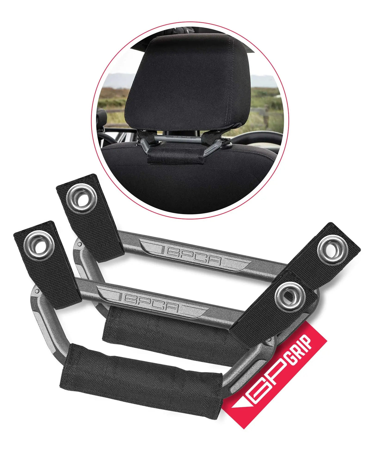 GP Back Grip PRO — Rear Headrest Handles for All Cars & Trucks - BG-P2-SG-  DRIVEN - 25
