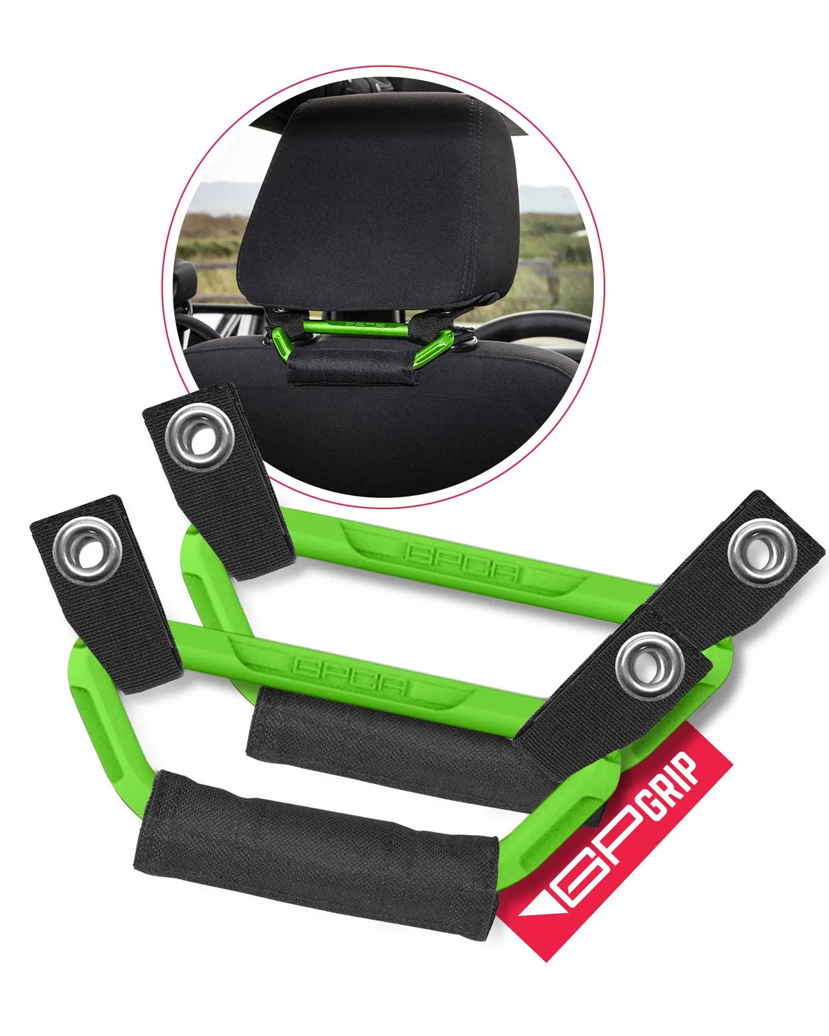 GP Back Grip PRO — Rear Headrest Handles for All Cars & Trucks - BG-P2-NEON-  DRIVEN - 27