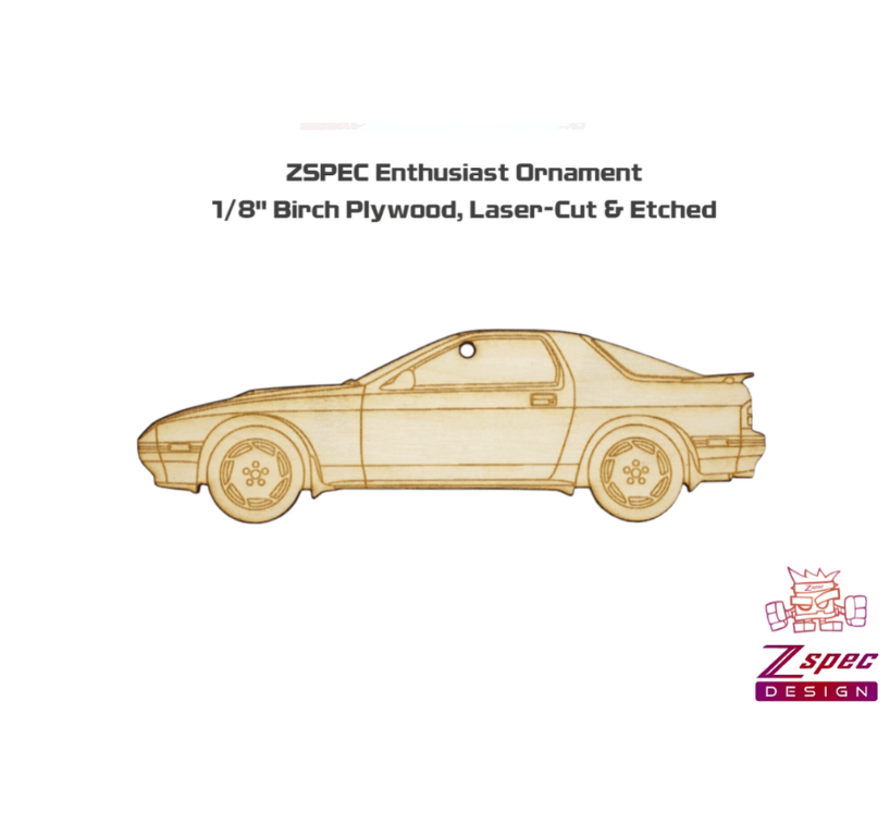 ZSPEC Laser-Engraved Wood Ornament, Style: Mazda RX-7 FC, Birch - ZSD-562549-  DRIVEN - 2
