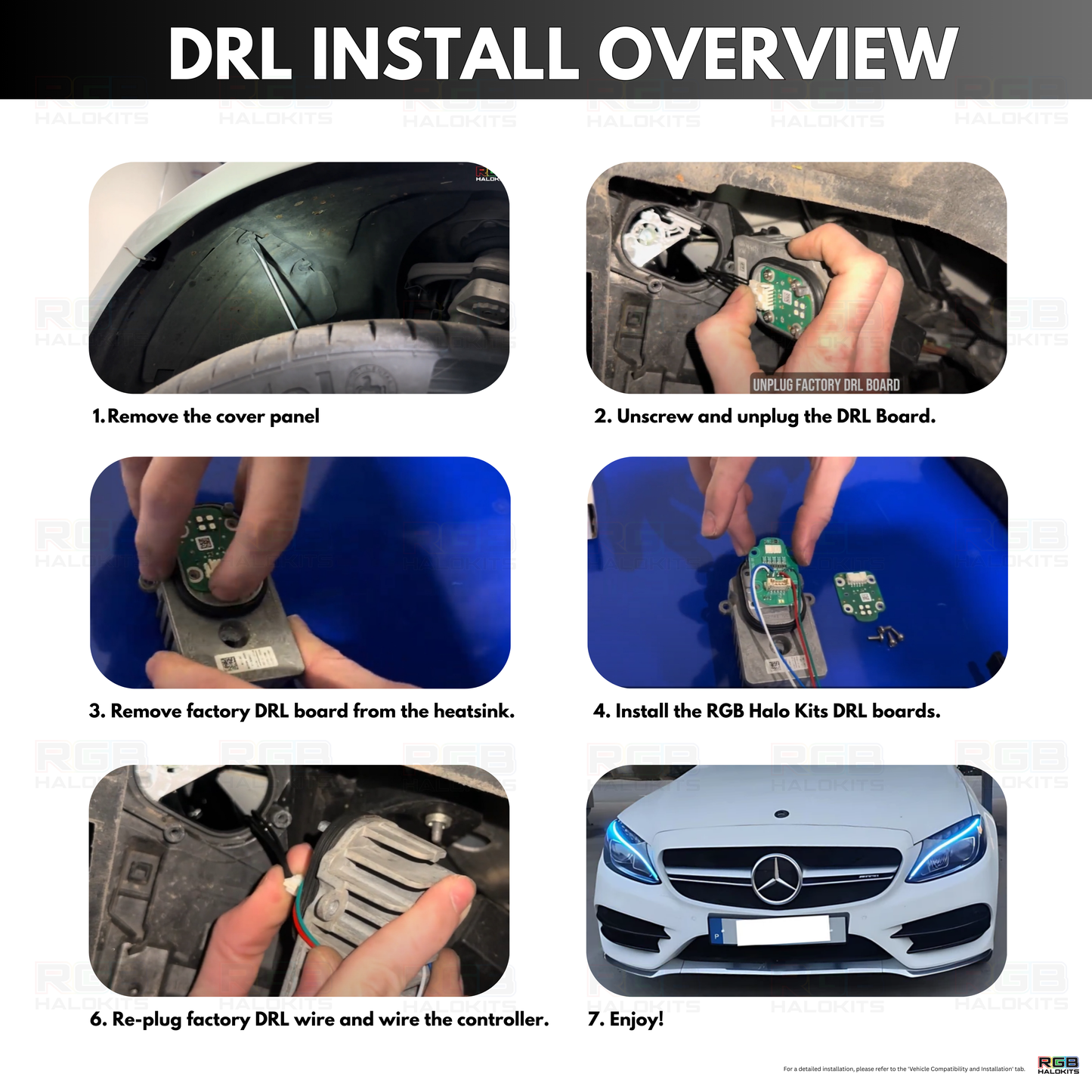 Mercedes Benz C-Class RGBW Multicolor DRL Boards (2015-2023) - E8 | A12 | P2   - BX1-E10 | A11 | P2   - BX1-E9 | A11 | P2   - BX1-  DRIVEN - 6