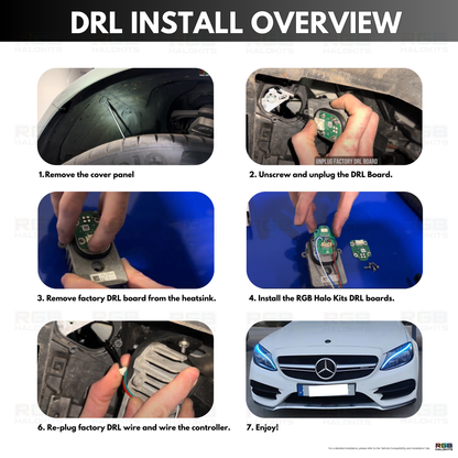 Mercedes Benz C-Class RGBW Multicolor DRL Boards (2015-2023) - E8 | A12 | P2   - BX1-E10 | A11 | P2   - BX1-E9 | A11 | P2   - BX1-  DRIVEN - 6