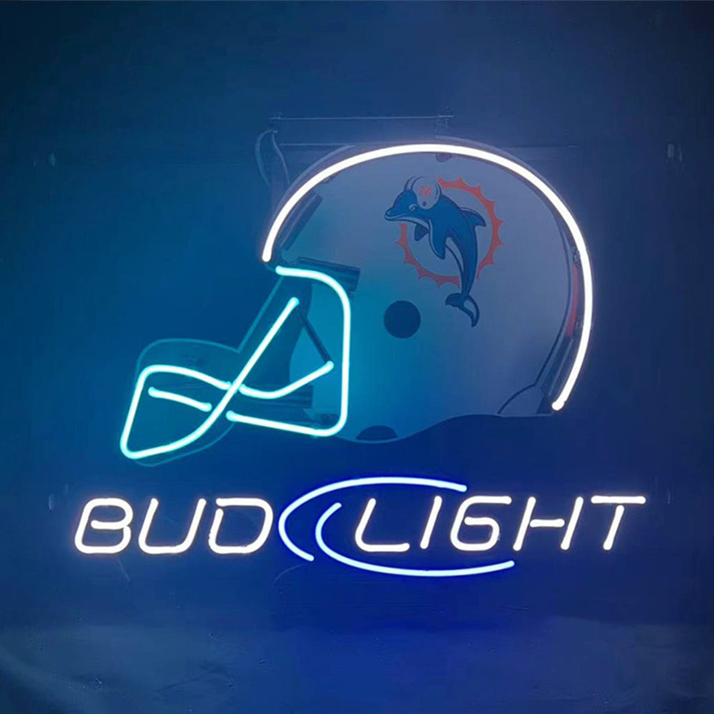Miami Dolphins Helmet Bud Light Neon Light Sign - MEX007-  DRIVEN - 2