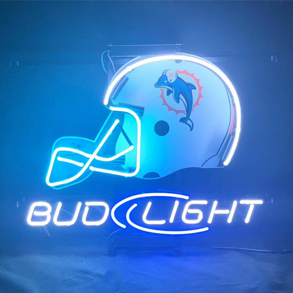Miami Dolphins Helmet Bud Light Neon Light Sign - MEX007-  DRIVEN - 1